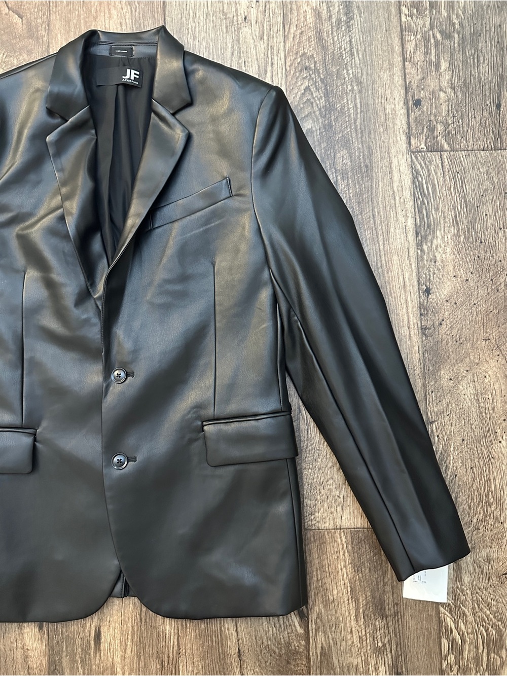 JF J. Ferrar Slim Fit Casual Faux Leather Blazer Jacket Men’s Size S Black